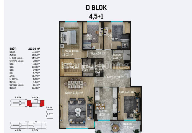 آپارتمان هایی در یک مجتمع با استخر در نزدیکی فرودگاه در استانبول، پندیک 24