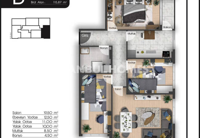 شقق أنيقة بالقرب من محطة المترو في أيوب سلطان اسطنبول 9