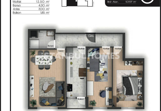 شقق أنيقة بالقرب من محطة المترو في أيوب سلطان اسطنبول 14