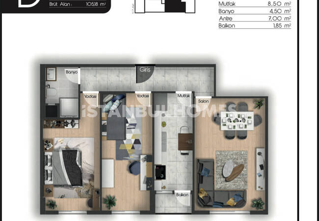 شقق أنيقة بالقرب من محطة المترو في أيوب سلطان اسطنبول 15