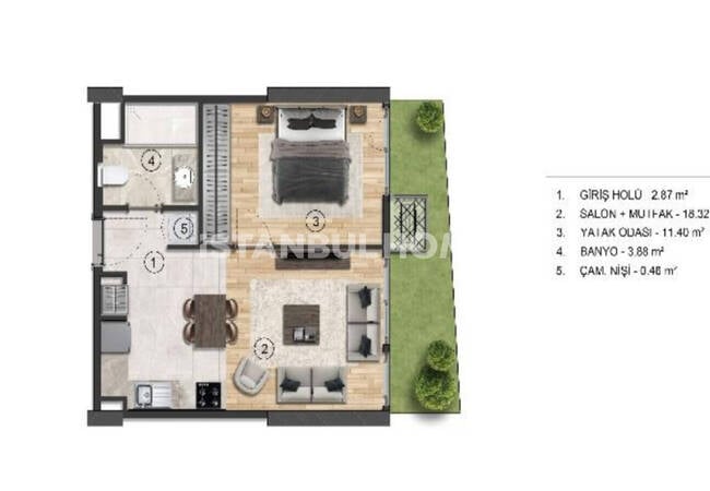 Квартиры с общим бассейном рядом с каналом Стамбул в Авджыларе 22