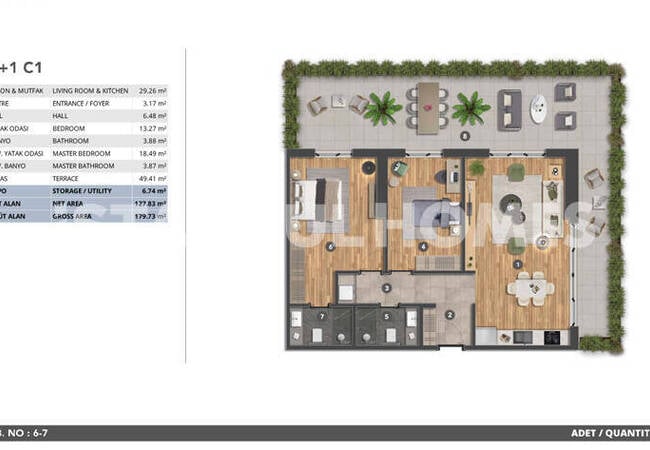 Spacious Apartments with Terraces in a Complex in Kağıthane 17