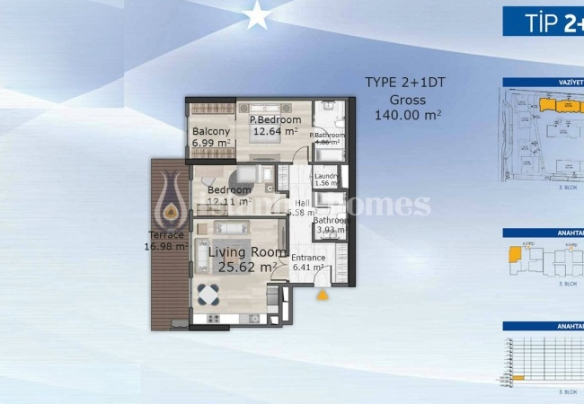 شقق حديثة في كوتشوك تشكمجه في موقع مركزي 14