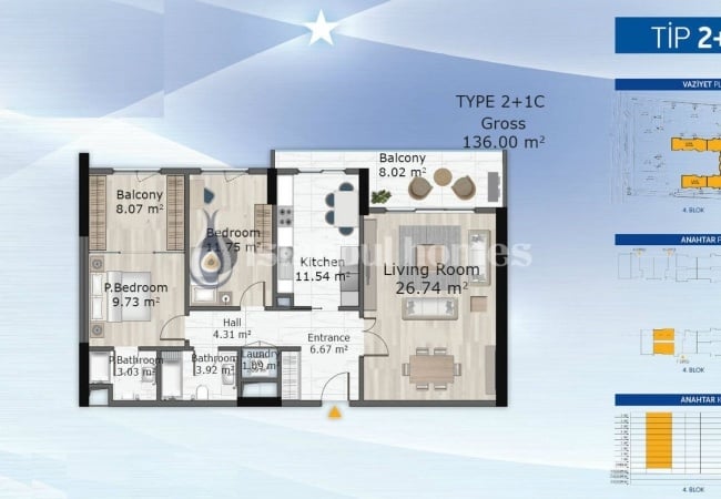 شقق حديثة في كوتشوك تشكمجه في موقع مركزي 12