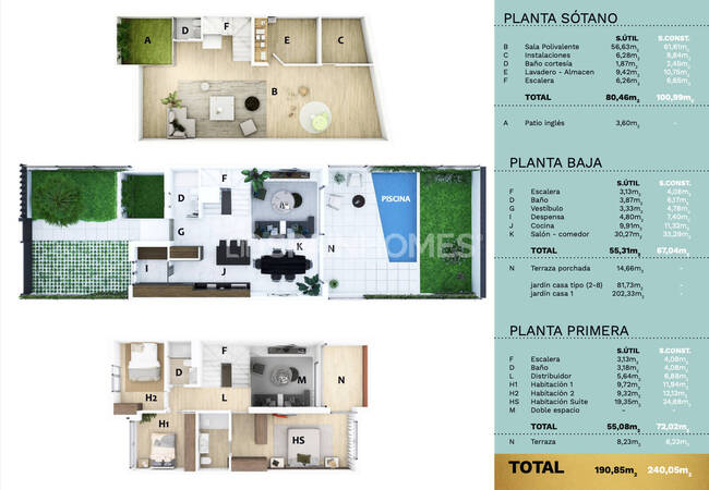 Cambrils'te Havuzlu ve Bahçeli Sitede Yarı Müstakil Evler 12