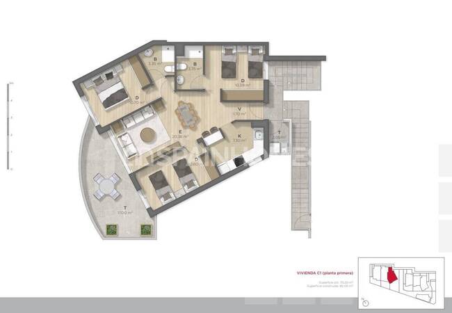 Mazarron Murcia'da Plaja Sadece 500 Metre Mesafede Daireler 20