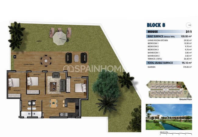 Los Alcázares'te Denize Yakın Şık Tasarımlı Golf Daireleri 15