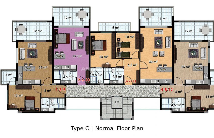 Stylish Designed Key-ready Apartments in Alanya Turkey 35