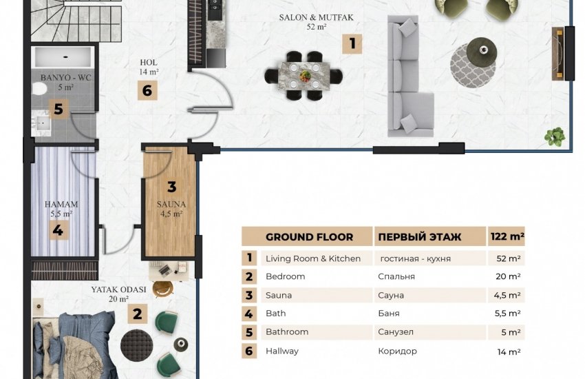 Triplex Villa Te Koop Verweven Met De Natuur In Alanya 29