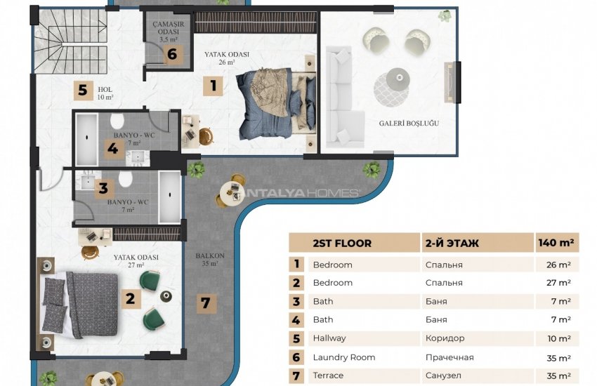 Triplex Villa Te Koop Verweven Met De Natuur In Alanya 30