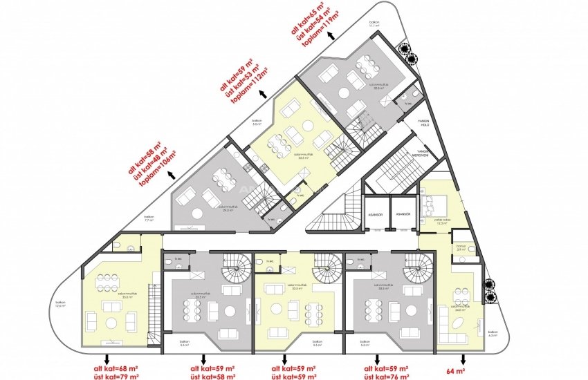 Alanya'nın Merkezinde Kleopatra Plajı'na Yakın Daireler 34