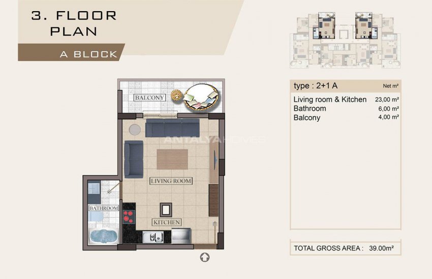 Charming Property with Separate Kitchen in Alanya Oba 13