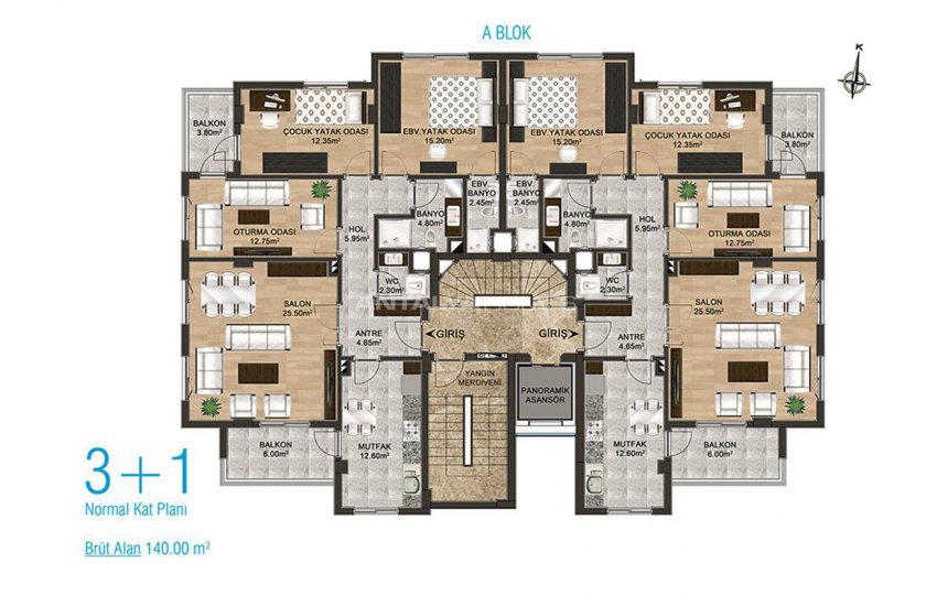 New Apartments with Separate Kitchen in Kepez Antalya 32