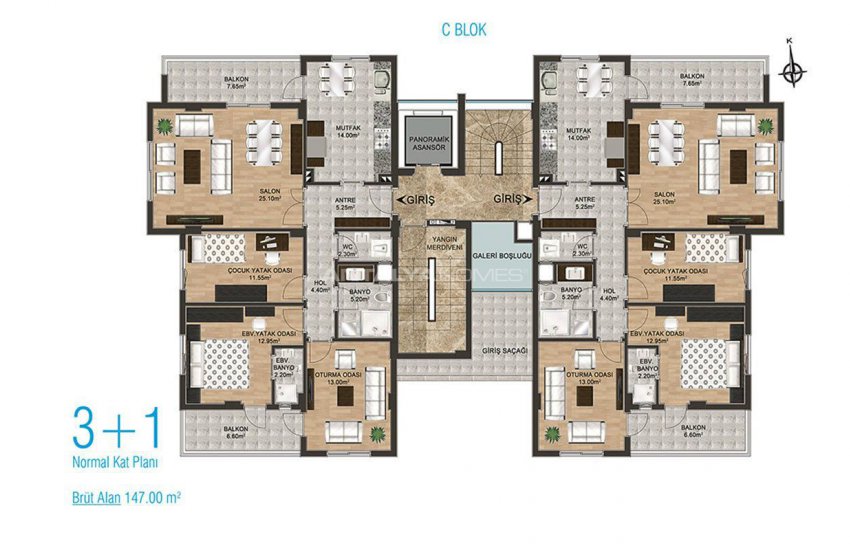 New Apartments with Separate Kitchen in Kepez Antalya 33