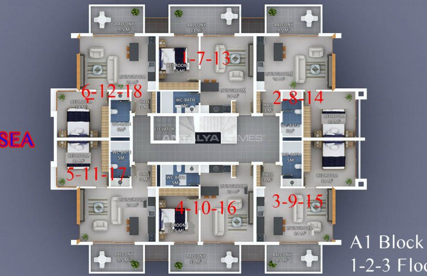 Seafront Alanya Apartments with Rich Social Facilities 43