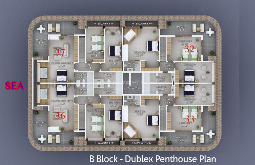 Seafront Alanya Apartments with Rich Social Facilities 54