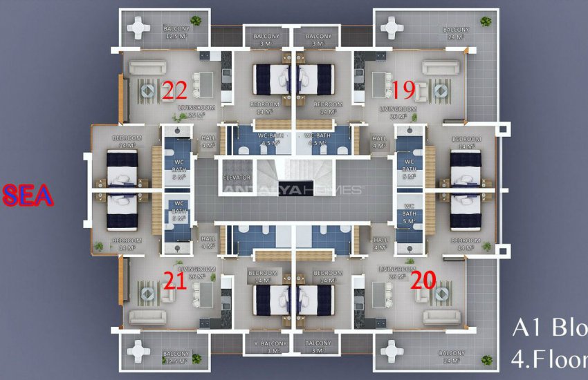 Seafront Alanya Apartments with Rich Social Facilities 44