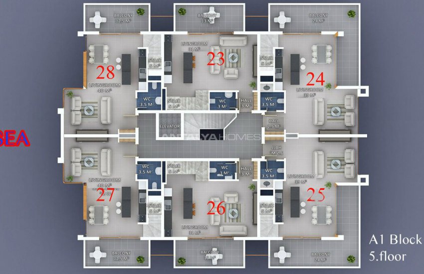 Seafront Alanya Apartments with Rich Social Facilities 45