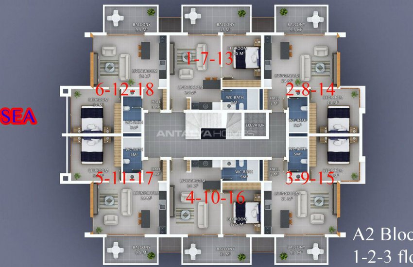 Seafront Alanya Apartments with Rich Social Facilities 46