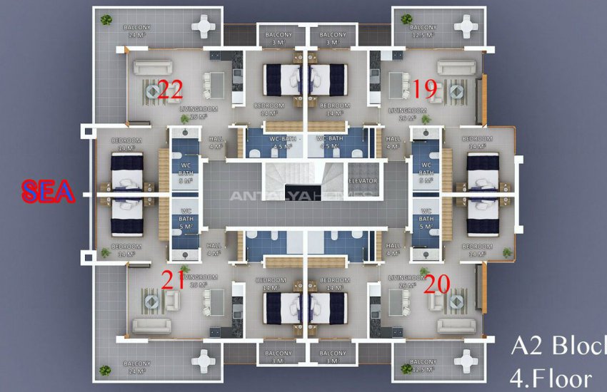 Seafront Alanya Apartments with Rich Social Facilities 47