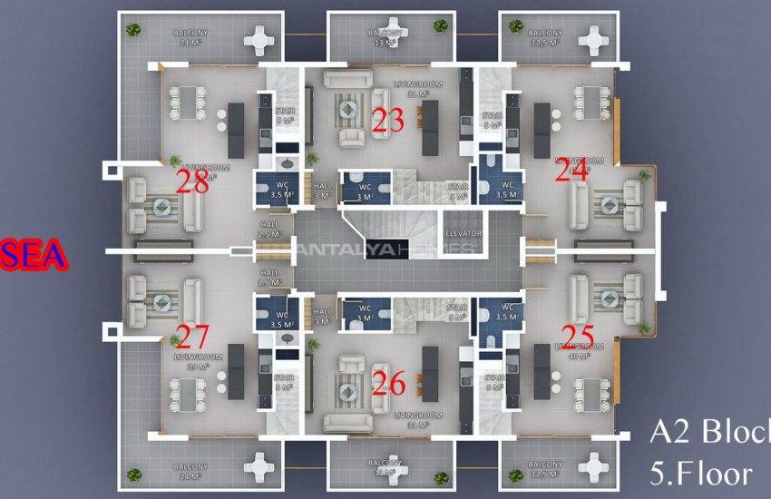 Seafront Alanya Apartments with Rich Social Facilities 48