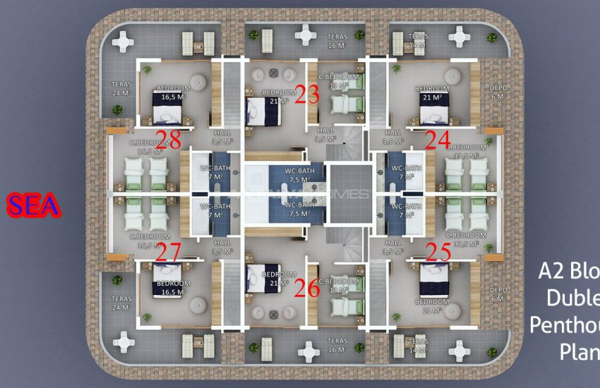 Seafront Alanya Apartments with Rich Social Facilities 49