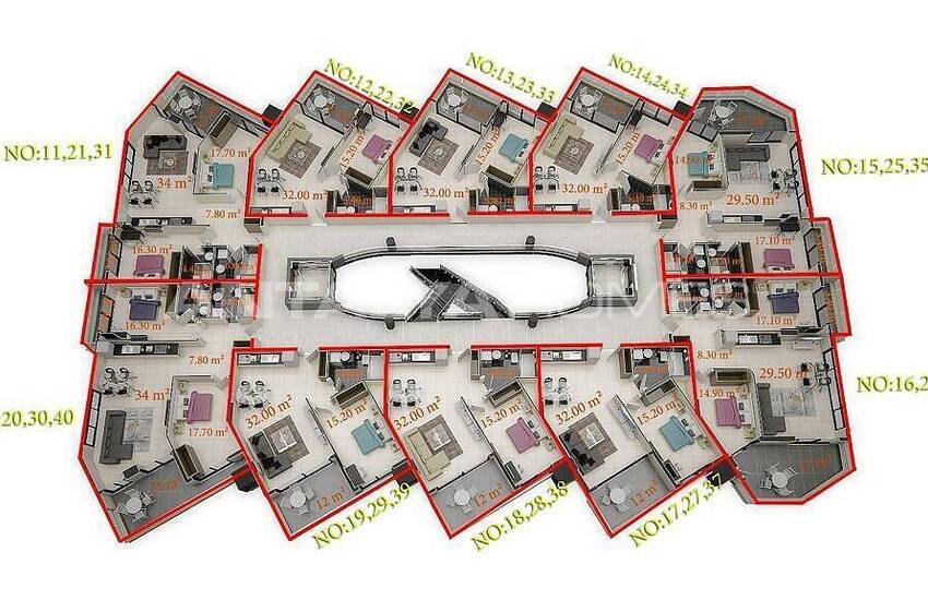 Key-ready Flats in a Complex with Private Beach in Kargicak Alanya 44