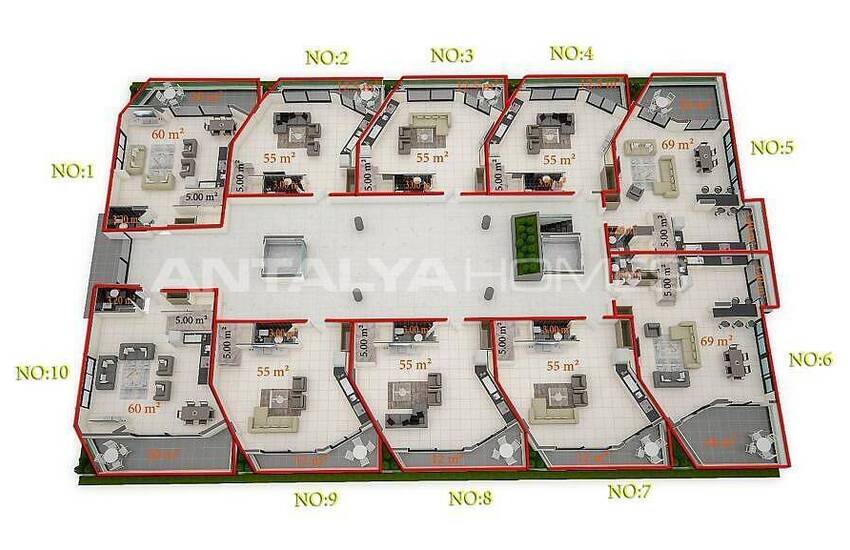 Key-ready Flats in a Complex with Private Beach in Kargicak Alanya 42