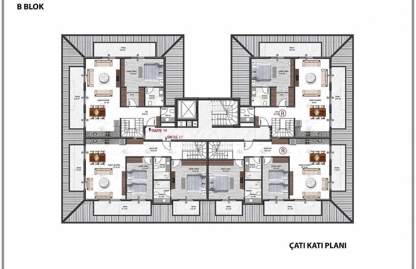 Новые Квартиры в Комплексе с Фитнесом и Сауной в Алании 50