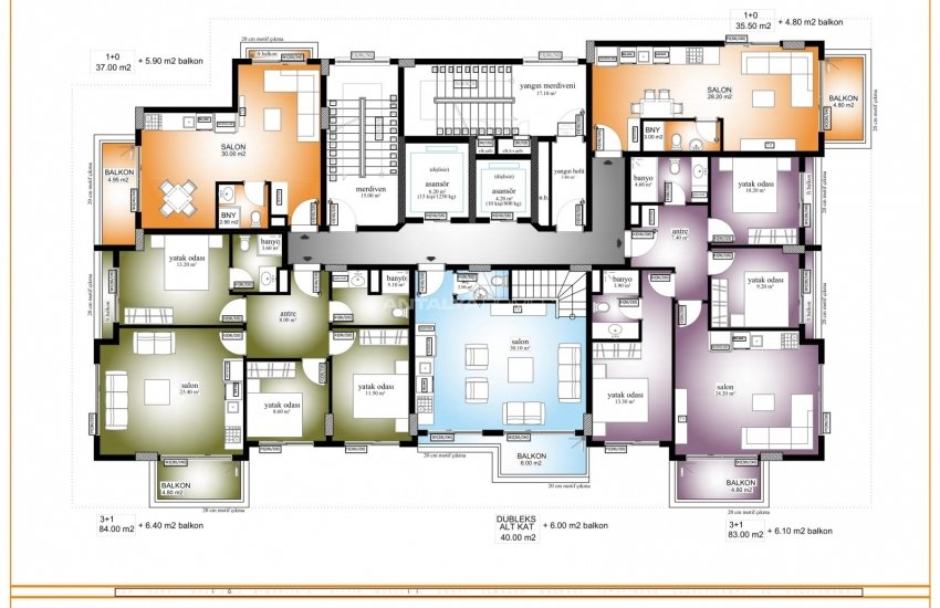 Properties in a Complex Close to Beach in Alanya Mahmutlar 23