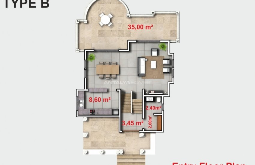 Triplex Detached Villas with Private Pool in Alanya Konakli 45