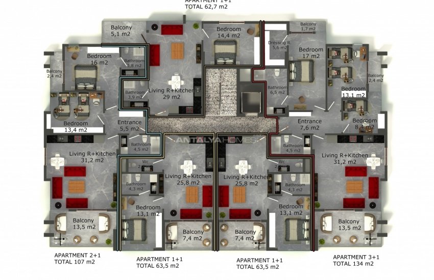 Квартиры в Алании в Комплексе со Всеми Удобствами 30