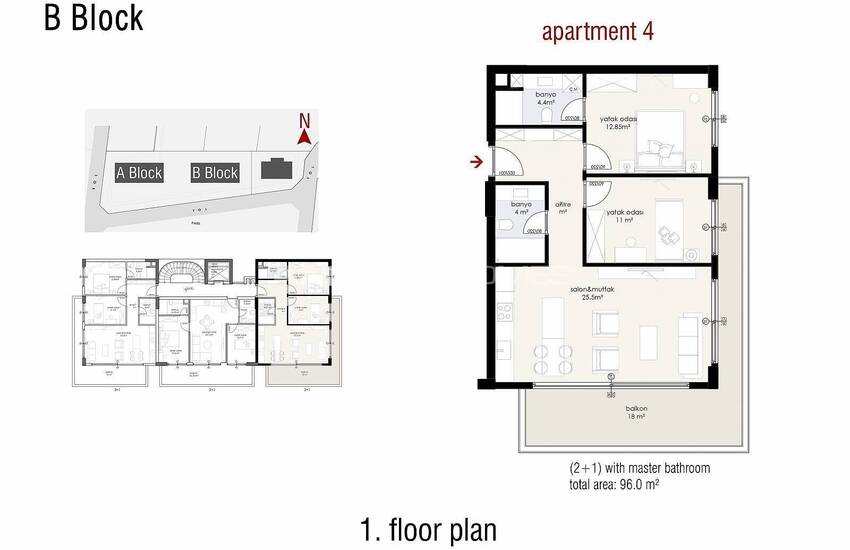 آپارتمان های واقع در یک مجتمع در آلانیا 34