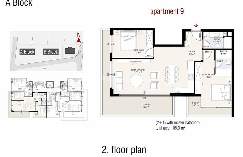 آپارتمان های واقع در یک مجتمع در آلانیا 39