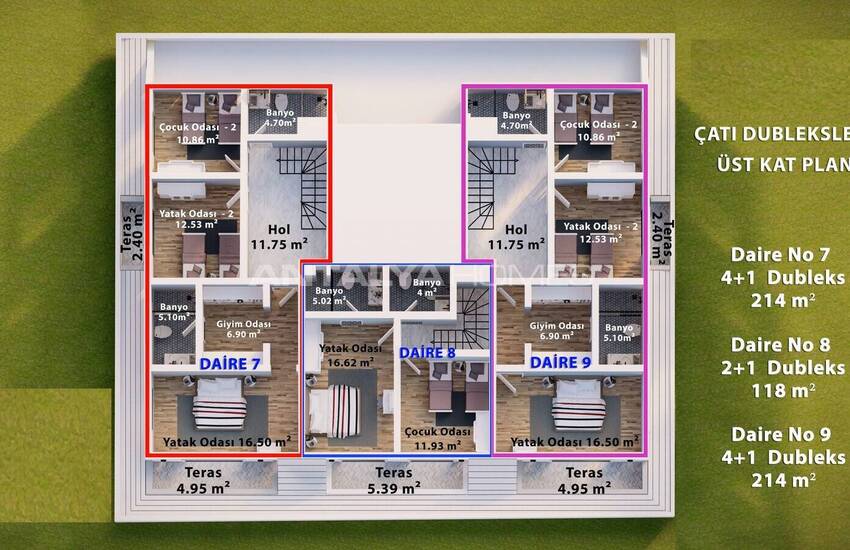 Alanya'da Deniz ve Kale Manzaralı Villa Konseptli Daireler 26