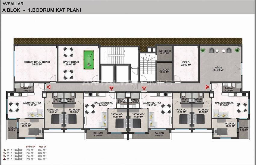 Квартиры в Алании, Авсаллар в комплексе с частным пляжем 35