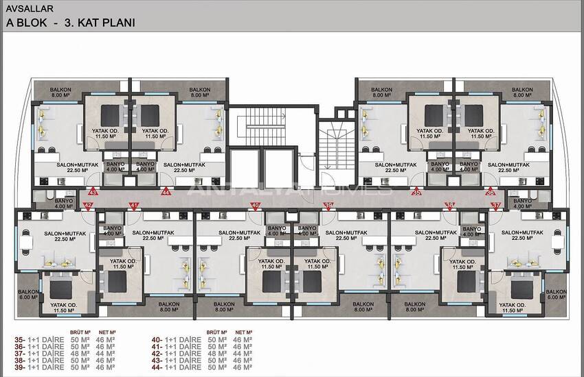 Квартиры в Алании, Авсаллар в комплексе с частным пляжем 38