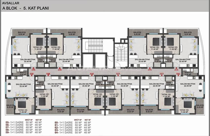 Квартиры в Алании, Авсаллар в комплексе с частным пляжем 40