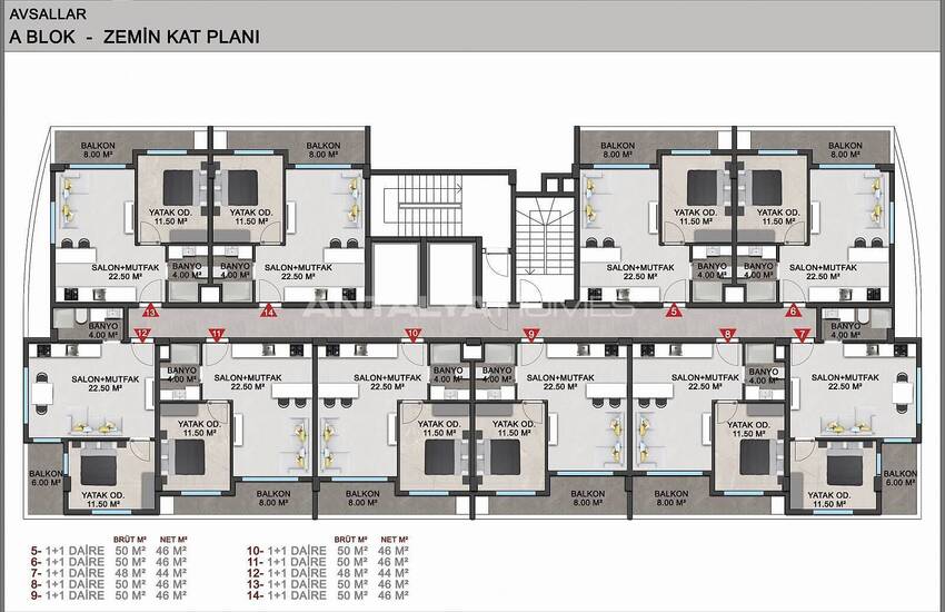 Квартиры в Алании, Авсаллар в комплексе с частным пляжем 45