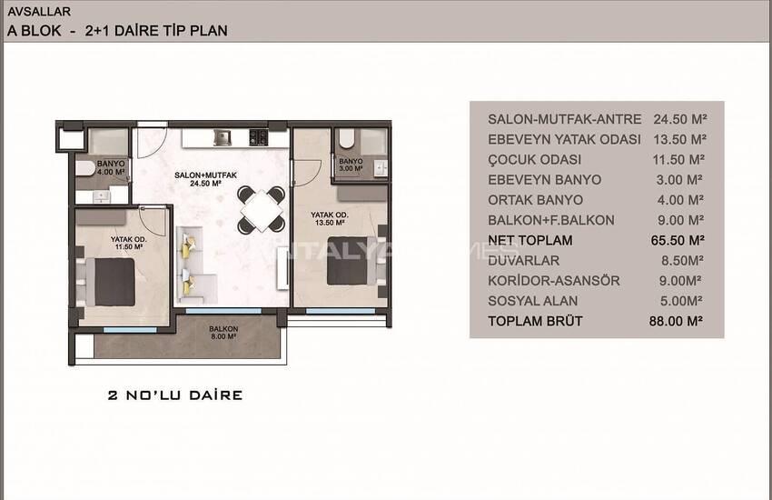 Квартиры в Алании, Авсаллар в комплексе с частным пляжем 46