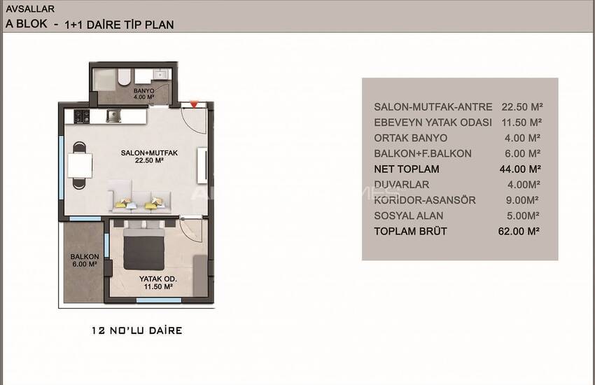 Квартиры в Алании, Авсаллар в комплексе с частным пляжем 48