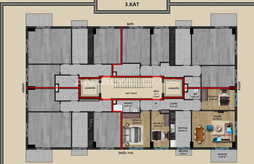 Luxury Flats in a 6-storey Complex in Guvenlik Antalya 9