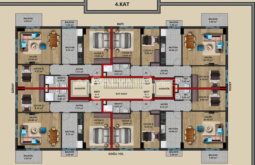 Luxury Flats in a 6-storey Complex in Guvenlik Antalya 10
