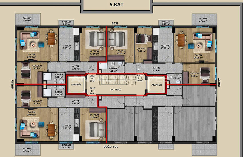 Luxury Flats in a 6-storey Complex in Guvenlik Antalya 11