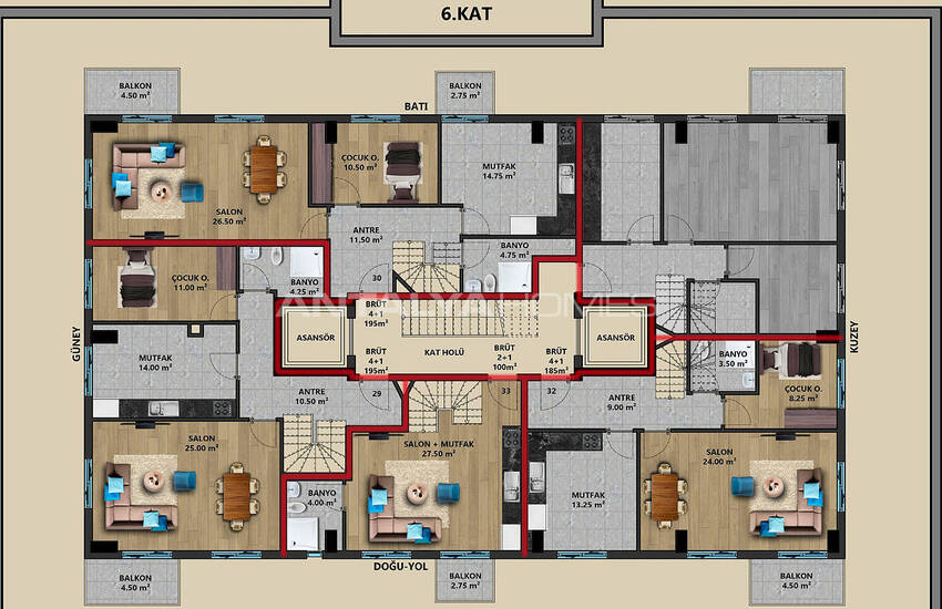 Luxury Flats in a 6-storey Complex in Guvenlik Antalya 12