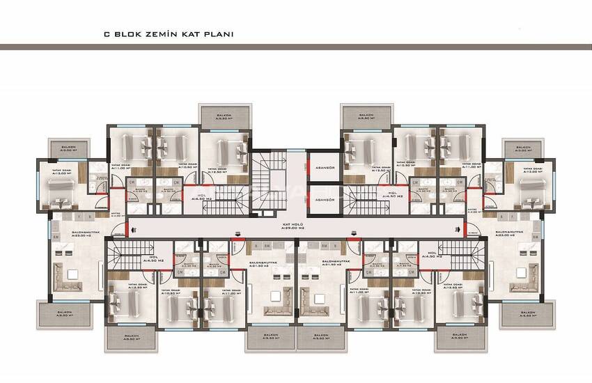 Квартиры в Кестеле, Алания в комплексе с бассейном и охраной 33