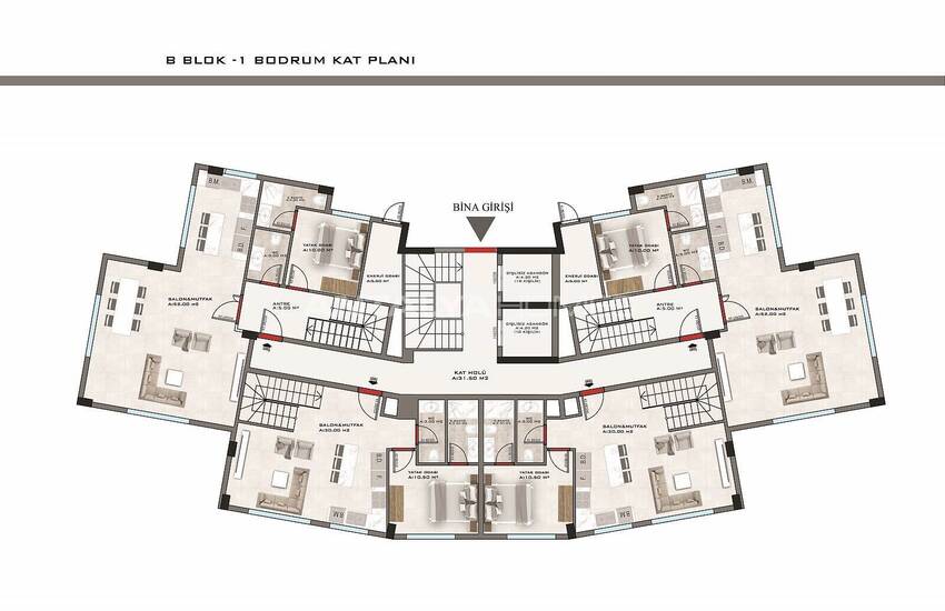Квартиры в Кестеле, Алания в комплексе с бассейном и охраной 40