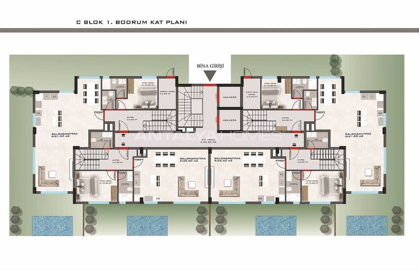 Квартиры в Кестеле, Алания в комплексе с бассейном и охраной 45
