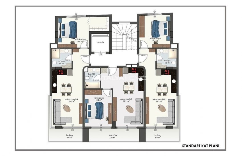 Centrally Located Apartment in a Complex in Alanya Carsi 10