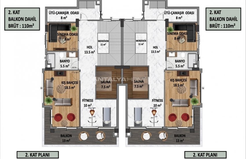 Contemporary Designed Chic Semi Detached Villas in Alanya Center 41